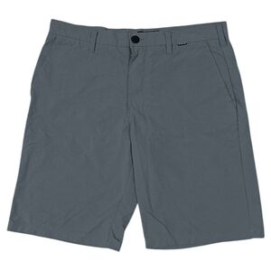 Hurley Men’s Flat Front Shorts Gray Logo Pockets 32in
